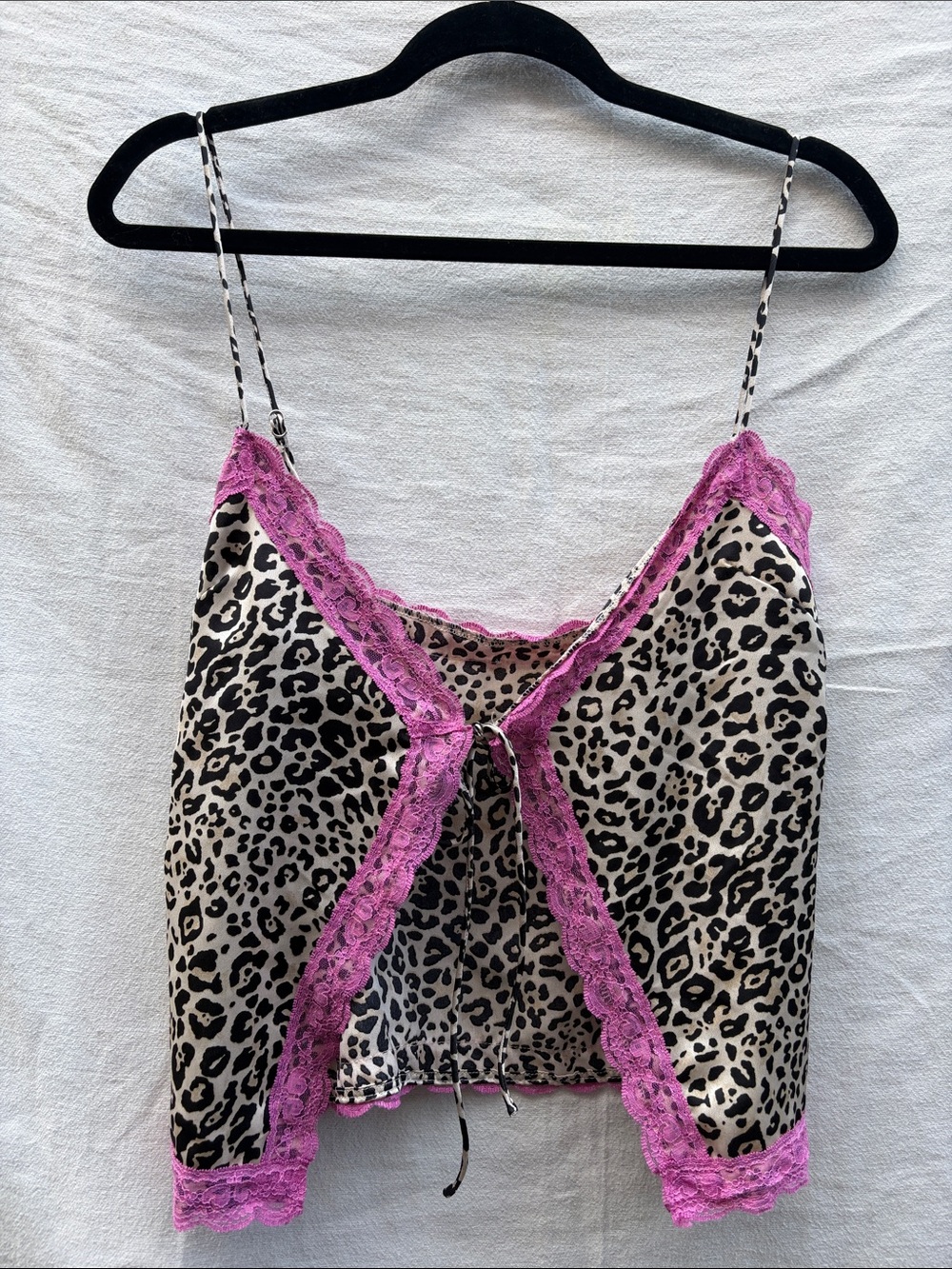 Leopard Print Lace-Trim Cami Top in Pink